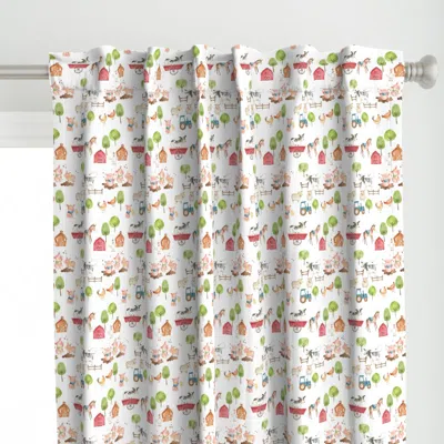 Spoonflower Farm Animals Watercolor Curtain Panel