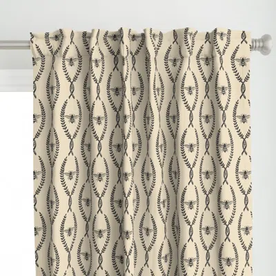 Spoonflower Farmhouse Bee - Charcoal Curtain Panel