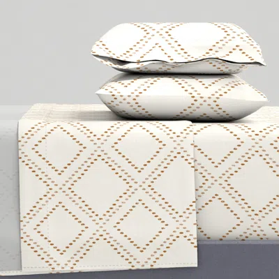 Spoonflower Farmhouse Ink Dots Diamond Terracotta Shades King Sheet Set
