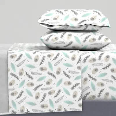Spoonflower Feathers King Sheet Set