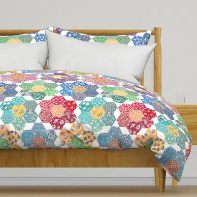Spoonflower Feedsack Hexies Cheater Quilt Duvet Cover