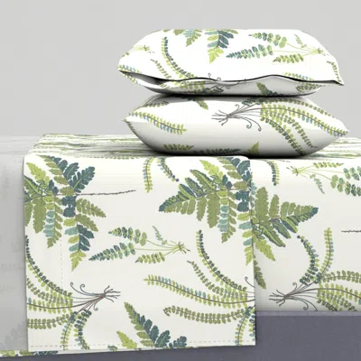 Spoonflower Fern Botanical Queen Sheet Set In Green
