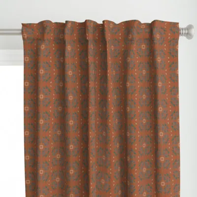 Spoonflower Ferndale On Rust Curtain Panel
