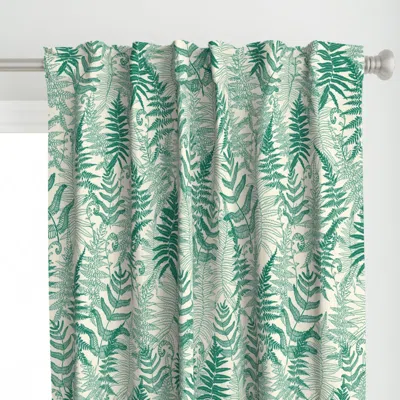Spoonflower Ferns - Green Cream - Curtain Panel