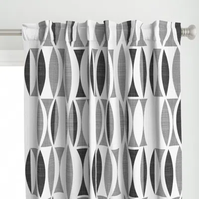 Spoonflower Field In Black And White Curtain Panel
