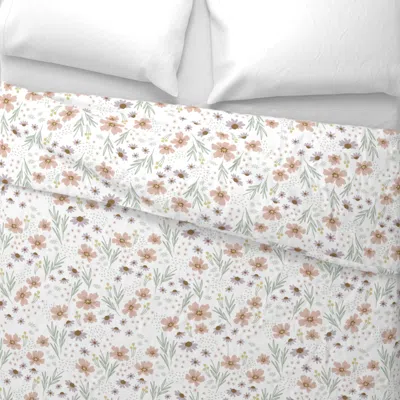Spoonflower Field Of Wildflowers - Pastel Large Scale Wide Cotton Sateen 3.5 oz 26" X 20" Standard Knife Edge