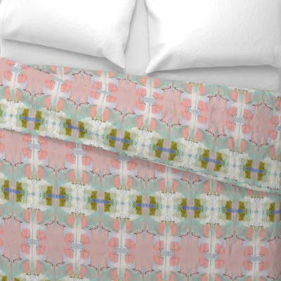 Spoonflower Finn Collection Coral Olive And Quietude Abstract Wide Cotton Sateen 3.5 oz 26" X 20" Standard Knife