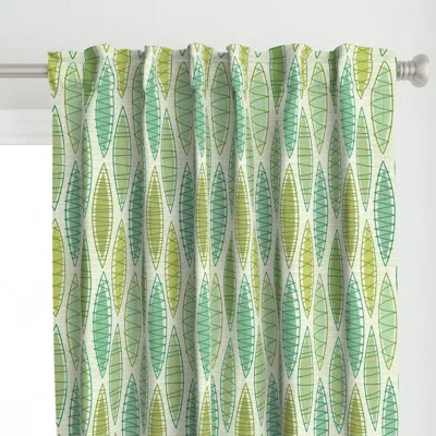 Spoonflower Fish Baskets Teal Green Curtain Panel