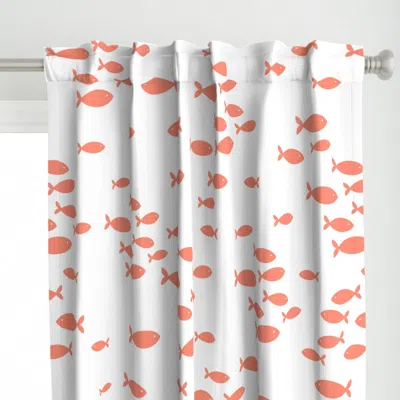 Spoonflower Fish Schools Coral-white Curtain Panel