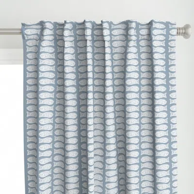 Spoonflower Fish Stripe - Blue Curtain Panel