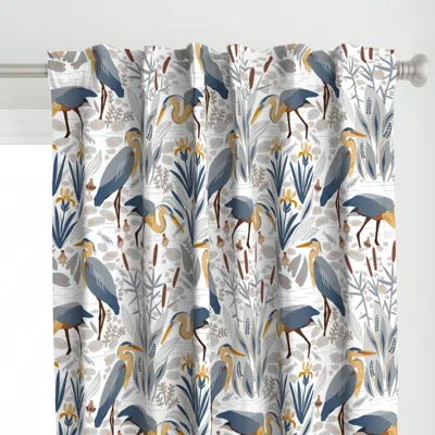Spoonflower Fishing Heron And Irises Curtain Panel