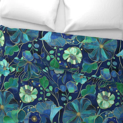Spoonflower Floral Abstract In Jewel Tones Ii Wide Cotton Sateen 3.5 oz 26" X 20" Standard Knife Edge