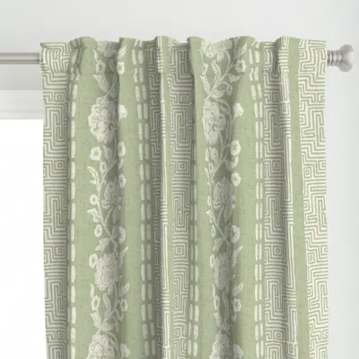 Spoonflower Floral Linocut Block Curtain Panel