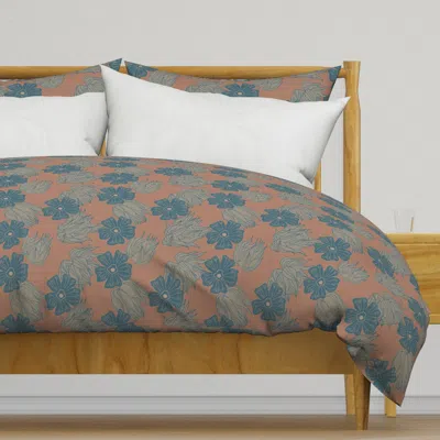 Spoonflower Floral Mocha Mousse And Duvet Cover