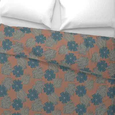 Spoonflower Floral Mocha Mousse And Tapestry Wide Cotton Sateen 3.5 oz 26" X 20" Standard Knife Edge