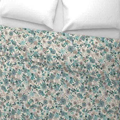 Spoonflower Floral Pattern Night Swim-01 Wide Cotton Sateen 3.5 oz 26" X 20" Standard Knife Edge