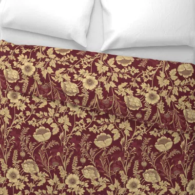 Spoonflower Floral Purple And Gold-18 Wide Cotton Sateen 3.5 oz 26" X 20" Standard Knife Edge