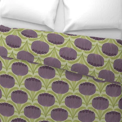Spoonflower Floral Scallop Mid Century Wide Cotton Sateen 3.5 oz 26" X 20" Standard Knife Edge