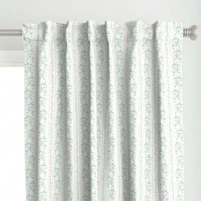 Spoonflower Floral Stripe Watercolor Curtain Panel