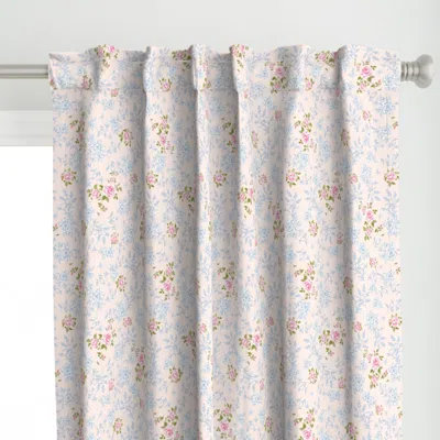 Spoonflower Floral Toile With Spring Curtain Panel