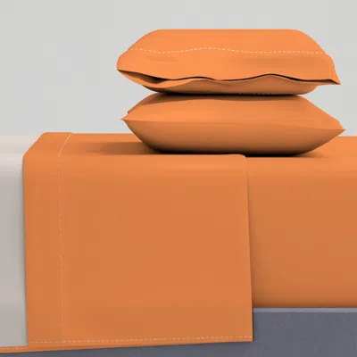 Spoonflower Floraline 1 Tangerine Orange Cal King Sheet Set