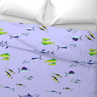Spoonflower Florida Offshore Mix 2 On Violet Full Wide Cotton Sateen 3.5 oz 26" X 20" Standard Knife Edge