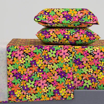 Spoonflower Flower Power Queen Sheet Set