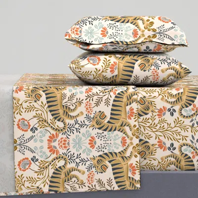 Spoonflower Flower Tiger Queen Sheet Set