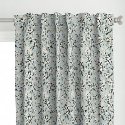 Spoonflower Flowers And Bees Only - Curtain Panel