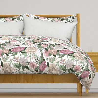 Spoonflower Flowers For Ashley -in Mauve - Duvet Cover