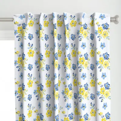 Spoonflower Flowers Of Lemony Yellow Curtain Panel