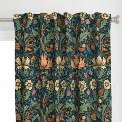 Spoonflower Flowers Vintage Art Curtain Panel In Green