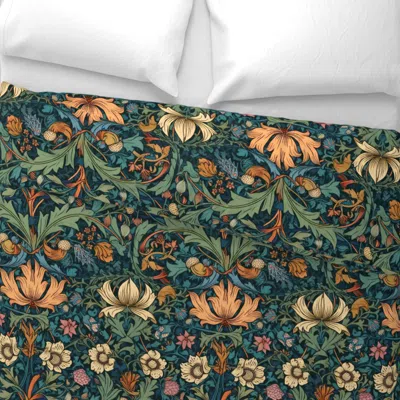 Spoonflower Flowers Vintage Art Nouveau William Morris Style Euro Pillow Sham In Green
