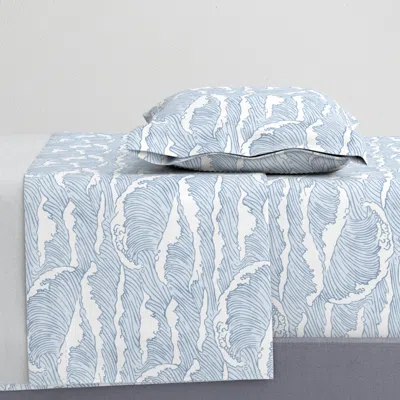 Spoonflower Flowing Hand Drawn Coastal Ocean Waves Line Art In Purple Blue Twin Sheet Set