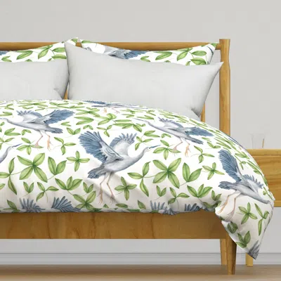 Spoonflower Flying Indigo & Grey Herons Duvet Cover