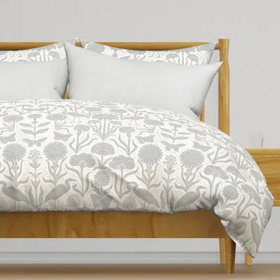 Spoonflower Folk Botanical Birds And Duvet Cover