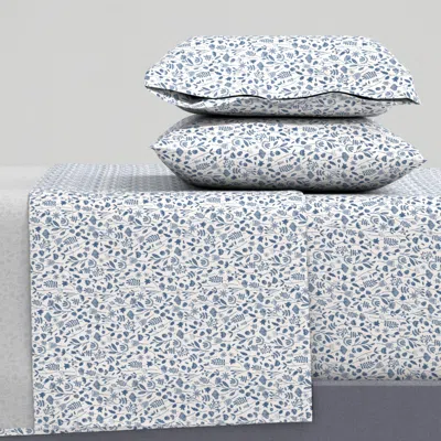 Spoonflower Folk Botanical Print (tiny) King Sheet Set