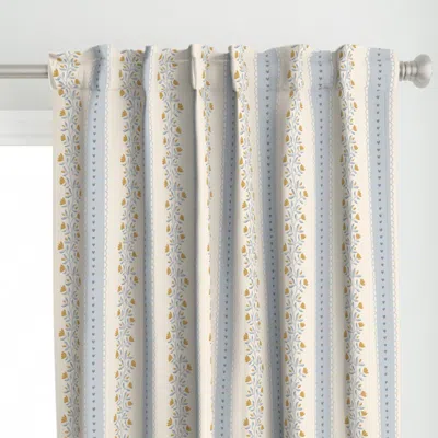 Spoonflower Folk Floral Stripe With Curtain Panel