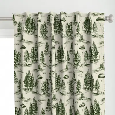 Spoonflower Forest Green & Cream Curtain Panel
