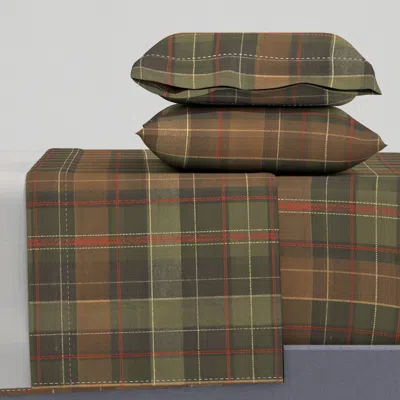 Spoonflower Forest Green Brown Tartan Plaid King Sheet Set