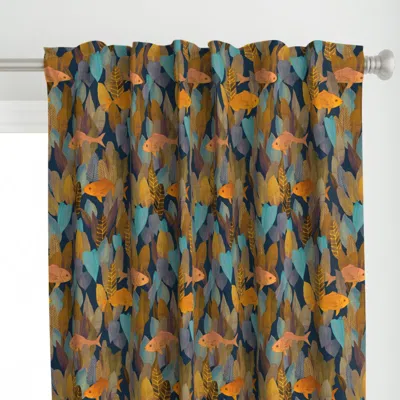 Spoonflower Forest Of Fish Golden Curtain Panel