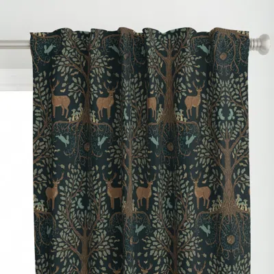 Spoonflower Forest Tree And Wildlife Curtain Panel