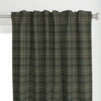 Spoonflower Forester Plaid Curtain Panel In Green