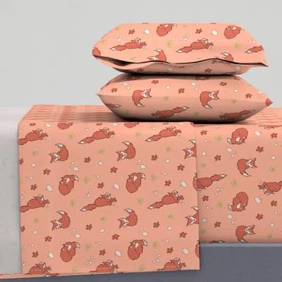Spoonflower Forever Foxes Queen Sheet Set