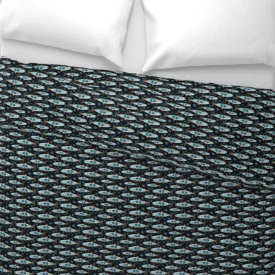 Spoonflower Forget Me Not Salmon On Black Wide Cotton Sateen 3.5 oz 26" X 20" Standard Knife Edge