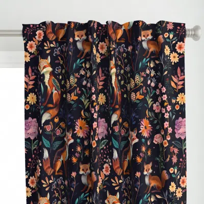 Spoonflower Foxes In Flower Garden By Curtain Panel