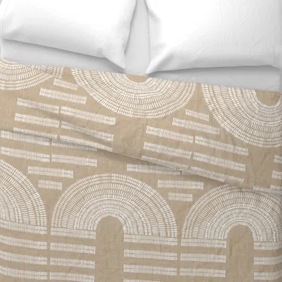 Spoonflower Freehand Dash Arches White On Beige Euro Pillow Sham