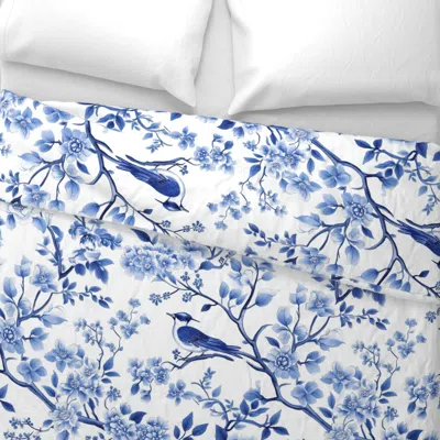Spoonflower French Blue And White Floral Chinoiserie Wide Cotton Sateen 3.5 oz 26" X 20" Standard Knife Edge
