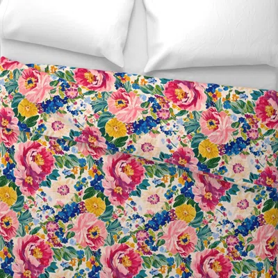 Spoonflower French Country Flowers Toile On Cream Wide Cotton Sateen 3.5 oz 26" X 20" Standard Knife Edge
