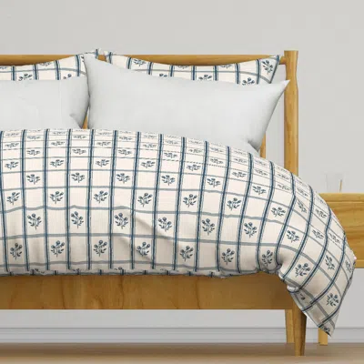 Spoonflower French Kitchen Plaid Floral - Duvet Cover